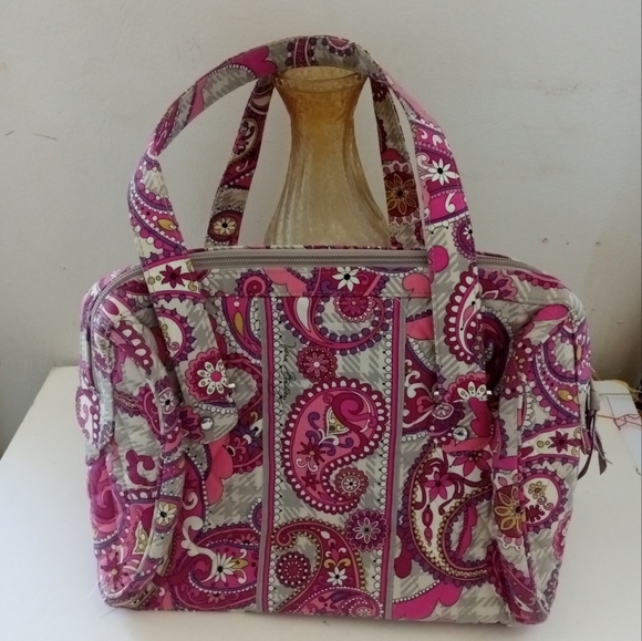 Vera Bradley Pink Gray Paisley Print Handbag - Picture 2 of 5